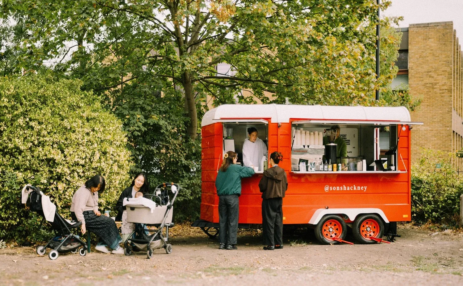 The red sons coffee trailer in Homerton