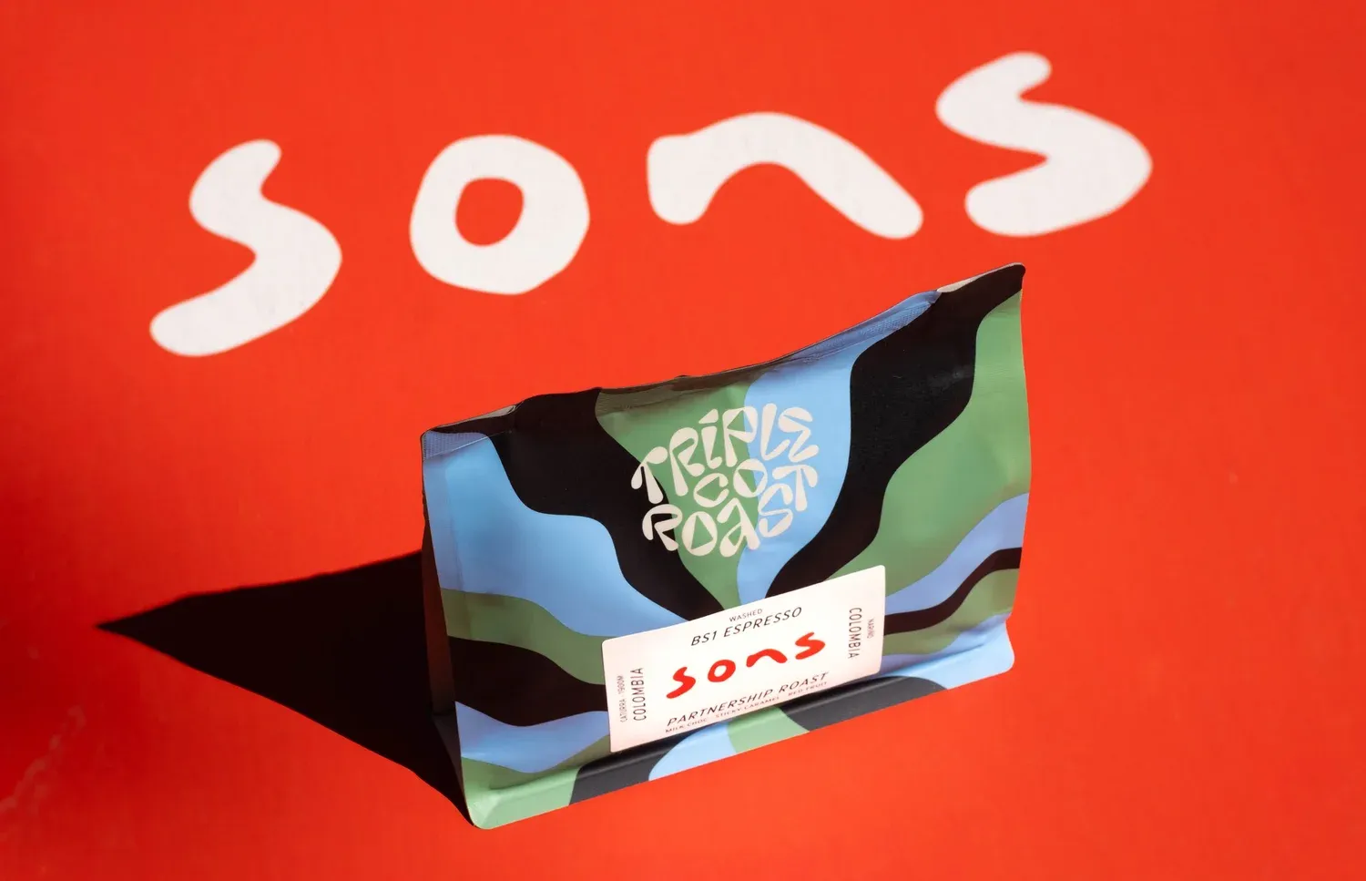 A bag of sons x Triple Co BS1 Espresso beans